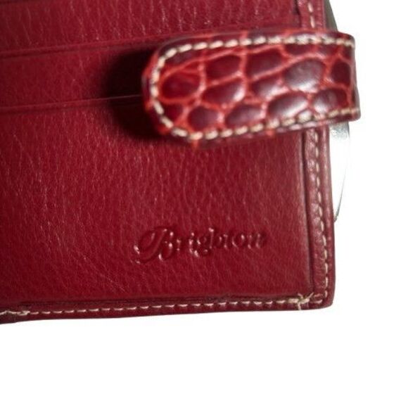 New Brighton Moc Croc Leather Wallet Bifold Large Silver Heart Clutch Kisslock - Picture 14 of 16